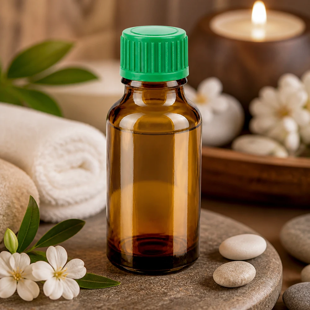 Nachfüllbare 20ml Braunglasflasche mit grünem Verschluss für DIY Kosmetik und Mischungen