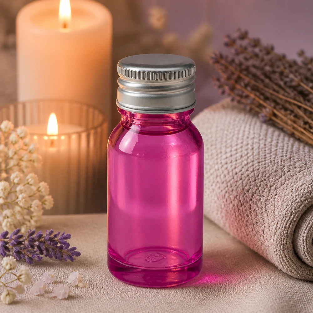 10ml Violettglas-Behälter mit gerilltem Aluminium-Verschluss silber für sichere Aufbewahrung