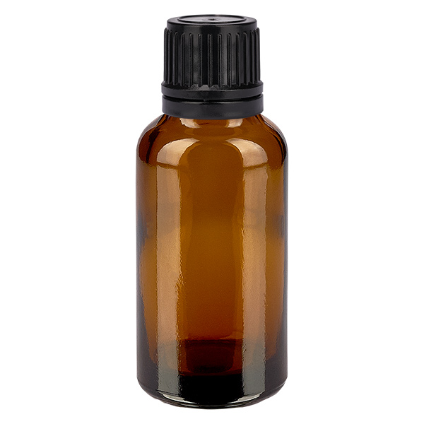 30ml Globuliflasche 3mm Giessring schwarz Originalitätsverschluss BrownL. UT18/30