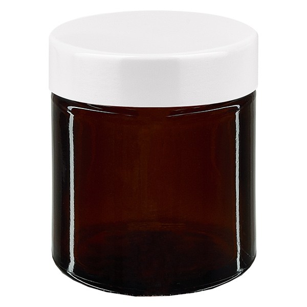 30ml Glastiegel. braun, mit weißem Bakelit ApoGlas 30ml Glastiegel. braun, mit weißem Bakelit ApoGlas