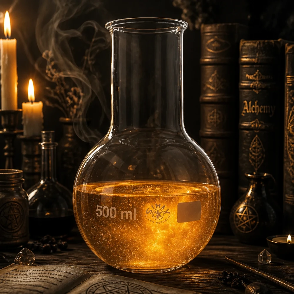 Chemiekolben 500ml mit charakteristischem Birnenform-Design und praktischem Weithals für Forschung