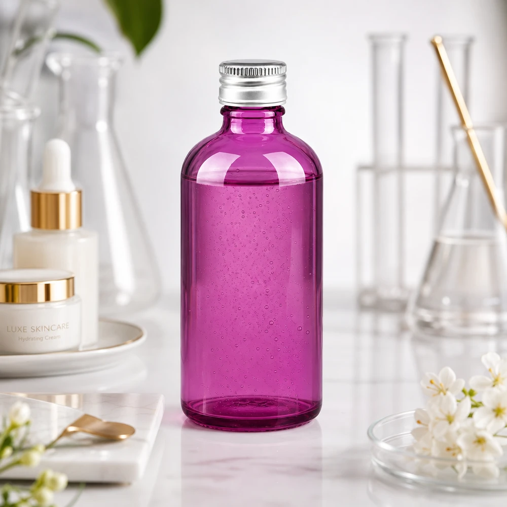Stilvolle Glasverpackung 100ml in Purple ideal für DIY-Kosmetik und natürliche Pflegeöle