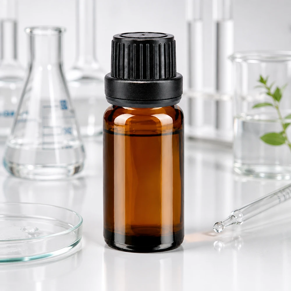 Braune UV-Schutz Glasflasche 10ml mit Originalitätsverschluss schwarz und 2mm Dosieraufsatz