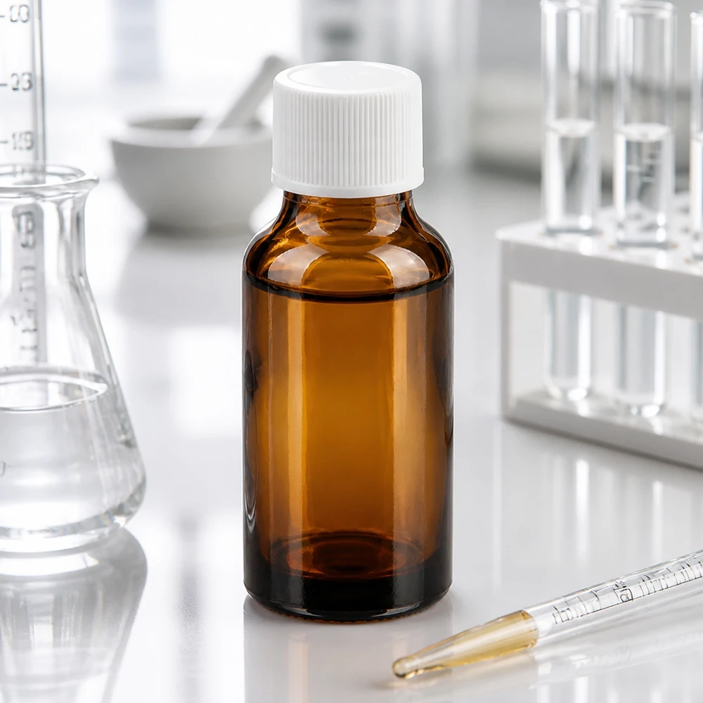 Robuste 20ml Apothekerflasche aus getöntem Glas mit sicherem Verschlusssystem für den täglichen Gebrauch