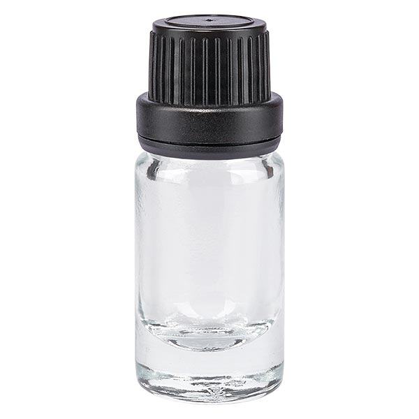 Apothekenflasche klar 5ml Tropfverschluss Giessring 2mm schwarz Originalitätsverschluss