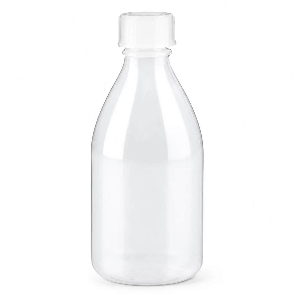 Zylindrische Laborschraubflasche 100ml durchsichtig mit kindersicherem Verschluss