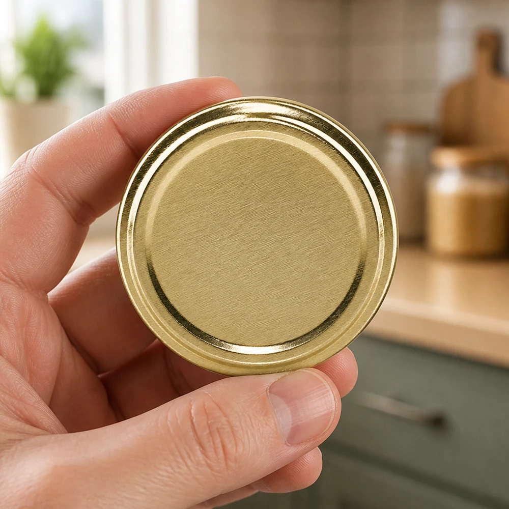 Nahaufnahme goldener TO66 Schraubdeckel UNiTWIST BioSeal lebensmittelsicher BPA-frei