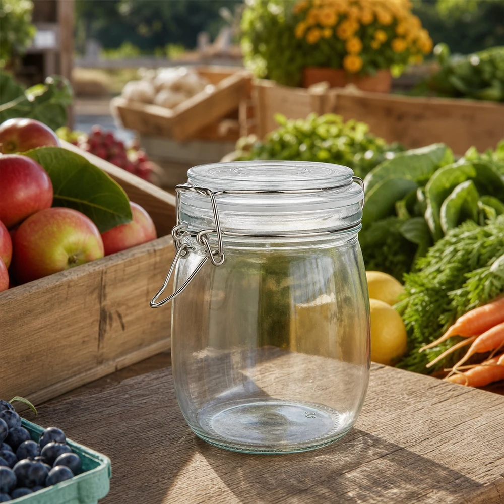 750ml Vorratsglas mit Silikonring und Bügelverschluss UNiTWIST Kompaktes 750ml Glasgefäß mit sicherem Bügelverschluss optimal für kleine Küchen und Pantry