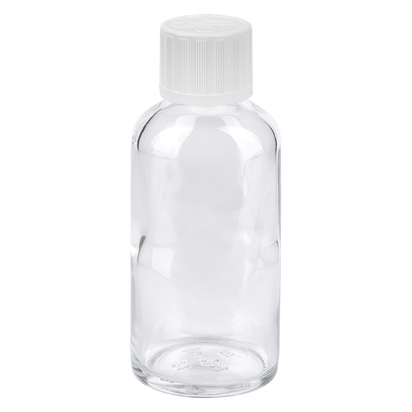50ml Flasche 11mm Schraubverschluss weiß Standard Kindersicherung ClearLine UT18/50