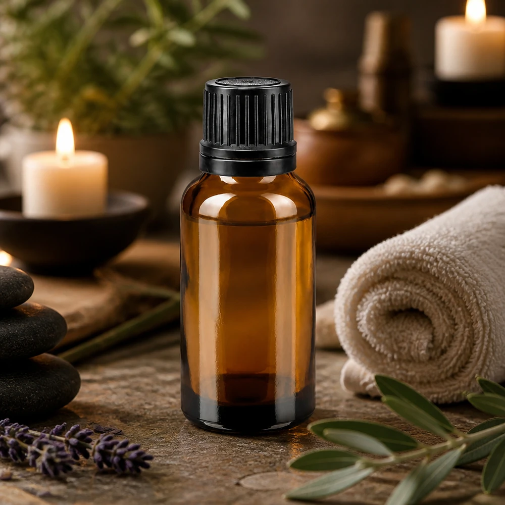 Hochwertiges 20ml Apothekenglas braun mit breitem schwarzen Schraubdeckel Tropfflasche leer
