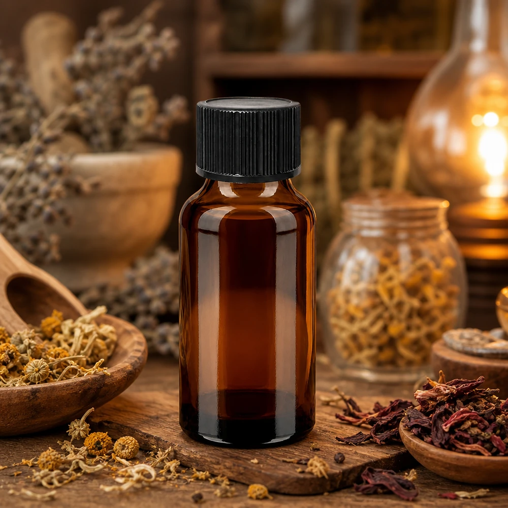 20ml Medizinflasche aus Braunglas mit schwarzem Tropfverschluss für flüssige Präparate