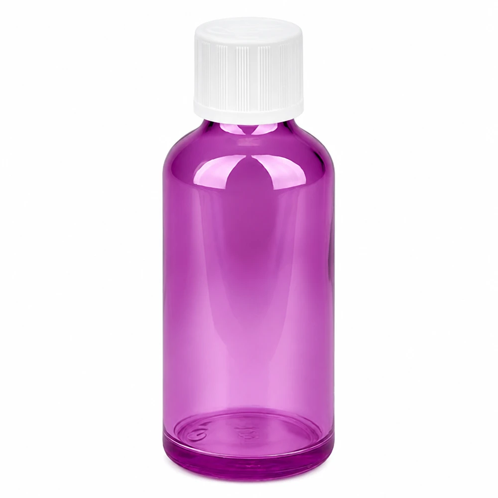 50ml Tropfflasche 1.2mm weiß Standard Kindersicher PurpleLine.UT18/50 Kompakte violette Tropfflasche 50ml aus robustem Kunststoff für sichere Aufbewahrung