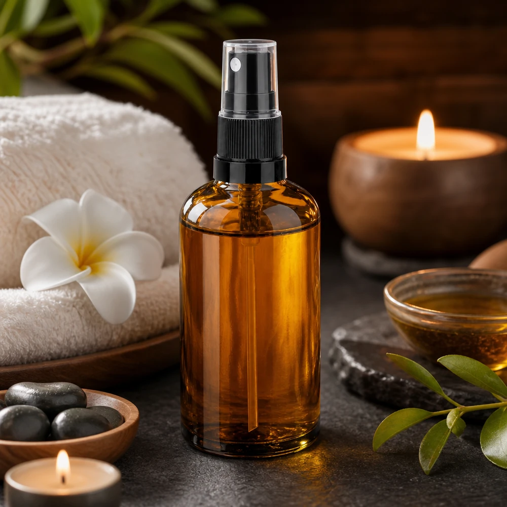 100ml Sprayflasche schwarz/transparent Standardverschluss BrownLine UT18/100 Hochwertige braune Sprühflasche 100ml mit präzisem Zerstäuber für Spa und Wellness Anwendungen