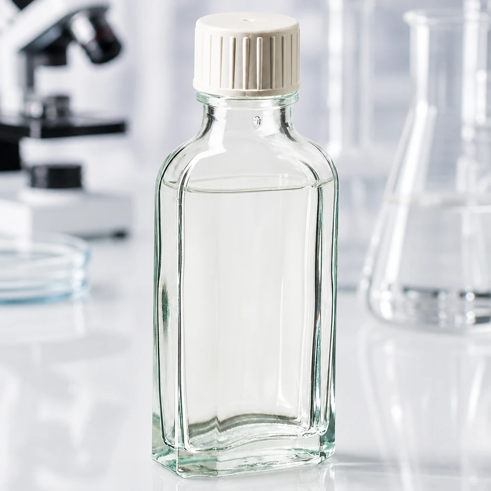 50 ml Meplat Flasche klar mit Gießring für Labor und Pharmazie