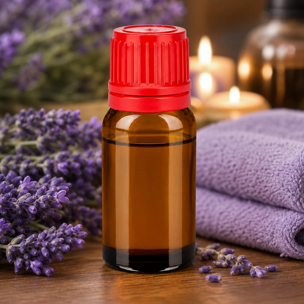 Praktische 10ml Flasche aus dunklem Glas mit rotem Schraubverschluss für Kleinmengen