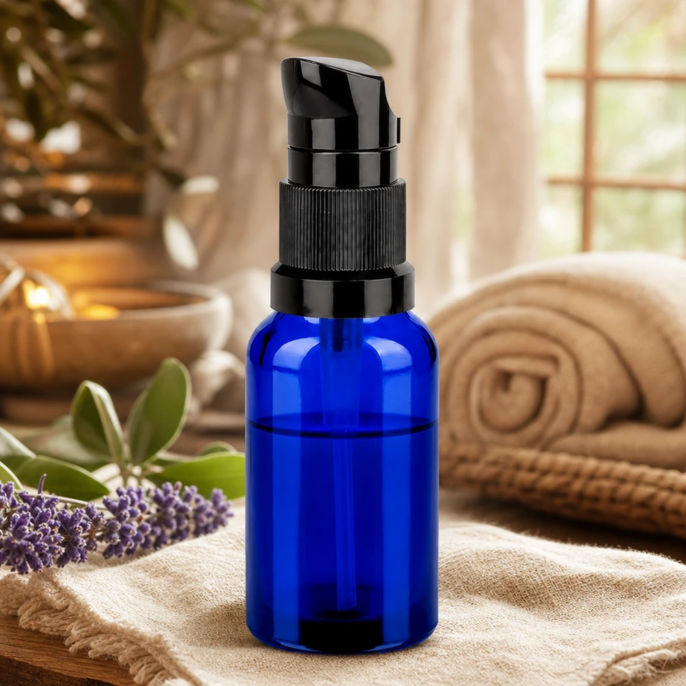 20ml Pumpflasche schwarz STD BlueLine UT18/20 - stilvolles Design für professionelle Kosmetikverpackung