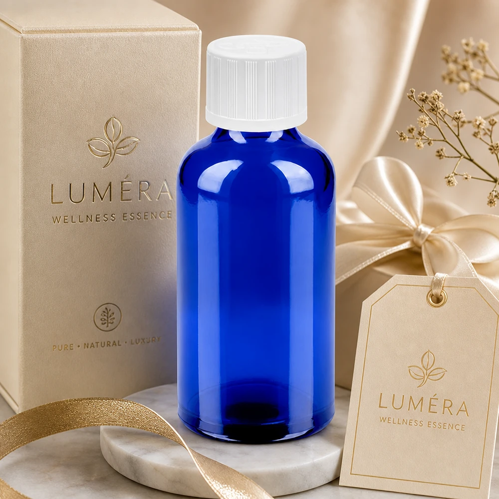 50ml Flasche 11mm Schraubverschluss weiß Standard Kindersicherung BlueLine UT18/50 50ml Glasflasche BlueLine Serie mit bewährtem UT18 Gewinde für zuverlässigen Verschluss