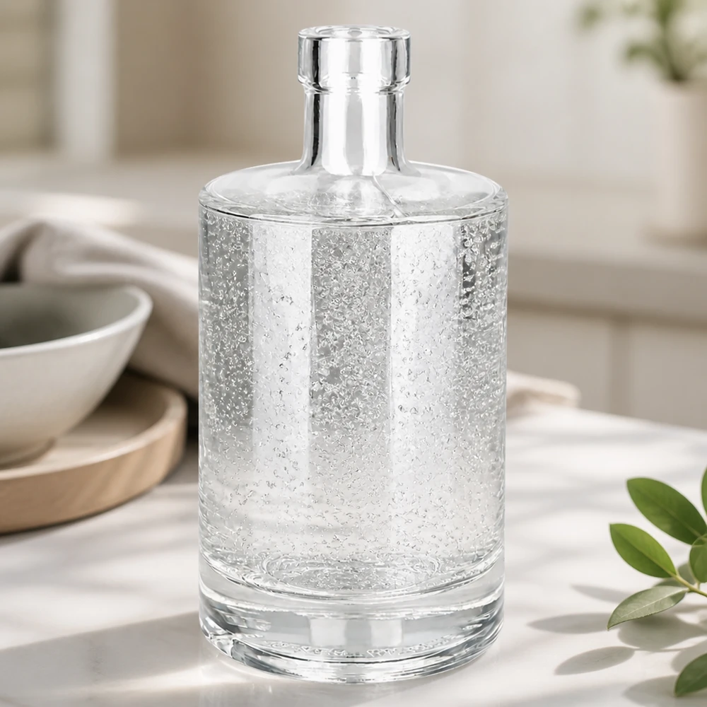 500ml Glasflasche Marie mit Wasser gefüllt zeigt Transparenz und Qualität der UNiTWIST Flasche in Küchenambiente