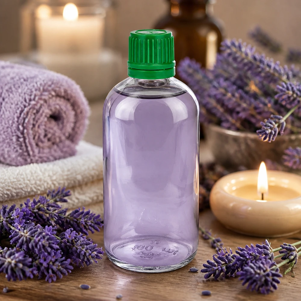 100ml Flasche 11mm Schraubverschluss grün Originalitätsverschluss ClearLine UT18/100 100ml Glasflasche ClearLine mit grünem Originalverschluss für Duftöle und Naturkosmetik UT18