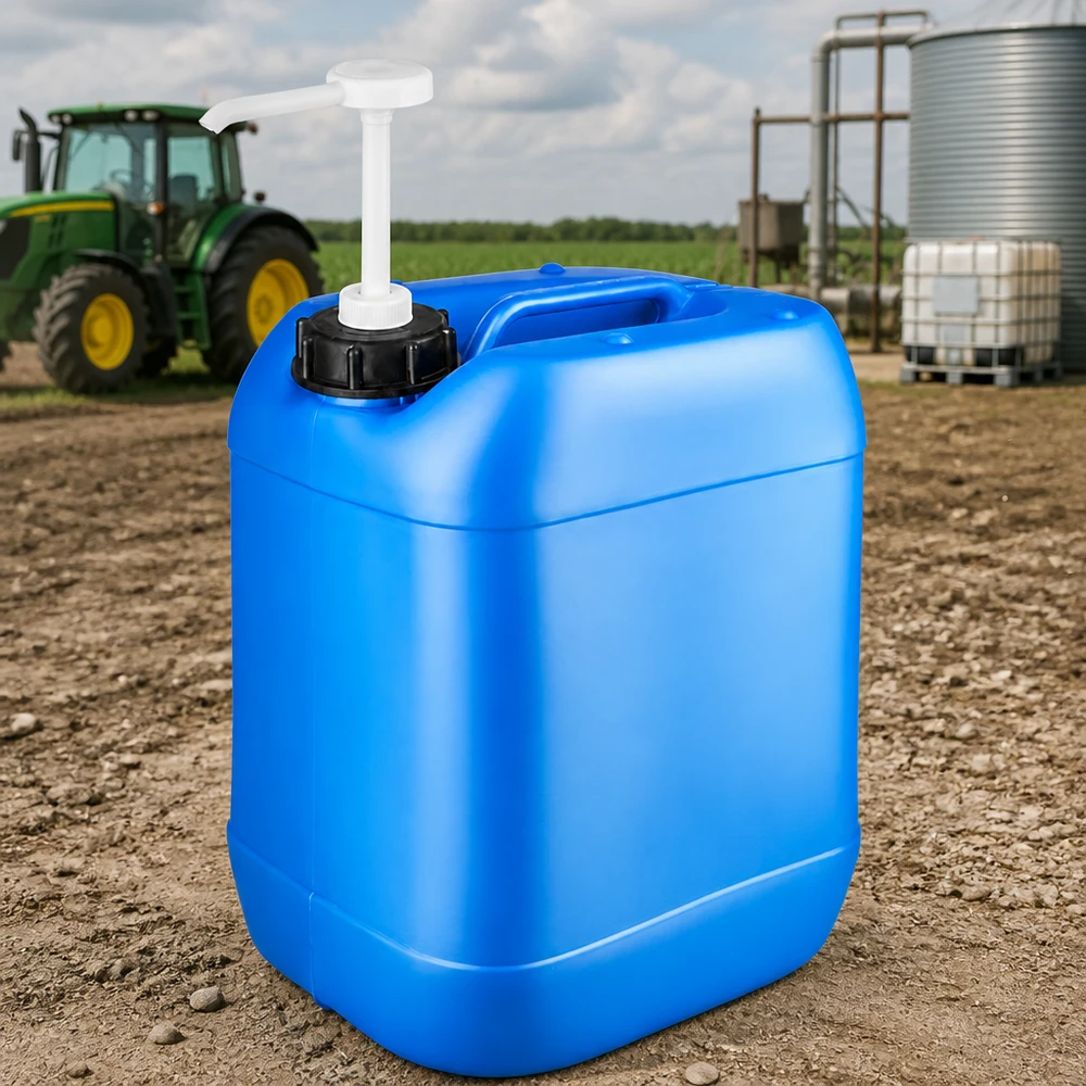 Kanister 20 Liter blau mit Dosierpumpe Tragbarer blauer Flüssigkeitskanister 20 Liter mit Pumpenaufsatz für den Außeneinsatz