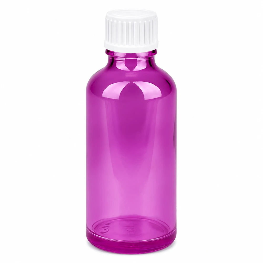 50ml (Globuli)Flasche 3mm Giessring weiß Standard PurpleLine. UT18/50 Kompakte 50ml Violettglas-Flasche mit 18mm Öffnung ideal für DIY-Kosmetik