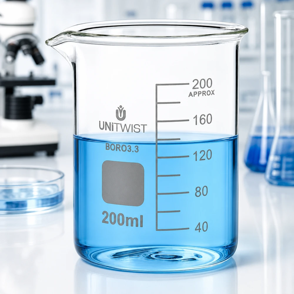 Robustes Laborglas 200ml niedrige Form Borosilikat mit präziser Volumenanzeige
