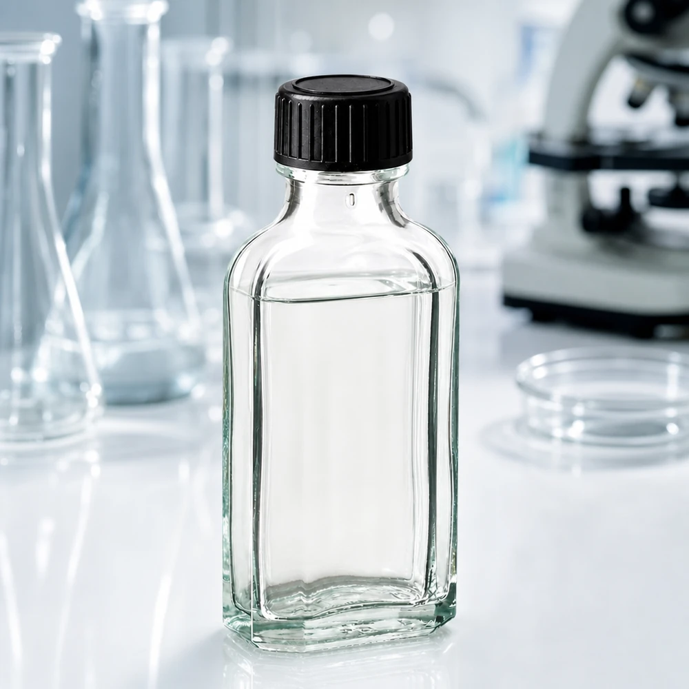 50 ml Meplat klar Schraubverschluss mit LKD-Dichtscheibe Rechteckige 50ml Klarglasflasche mit auslaufsicherem Schraubverschluss und Dichtscheibe