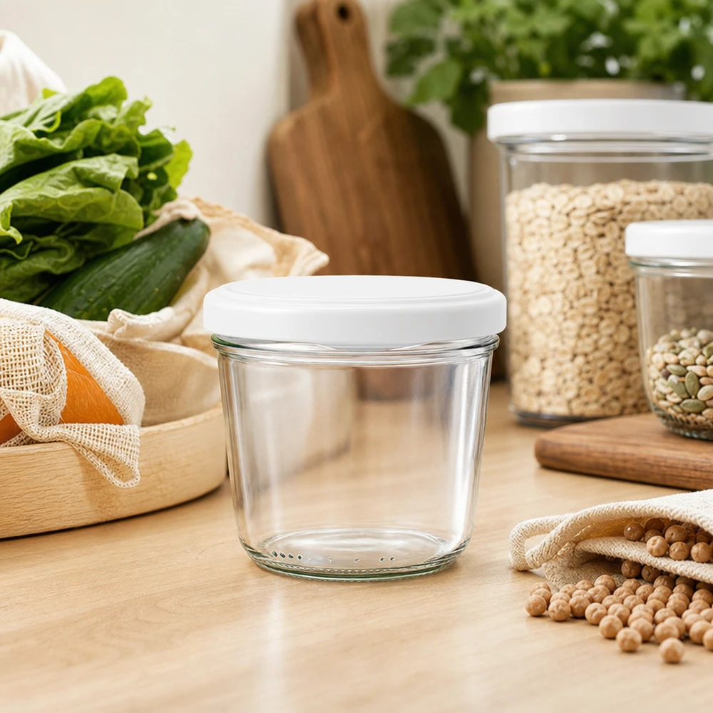 230ml Sturzglas mit BasicSeal Deckel weiß UNiTWIST 230ml Sturzglas leer mit BasicSeal Deckel in Zero-Waste Küche mit Vorratsgläsern und nachhaltigen Aufbewahrungslösungen