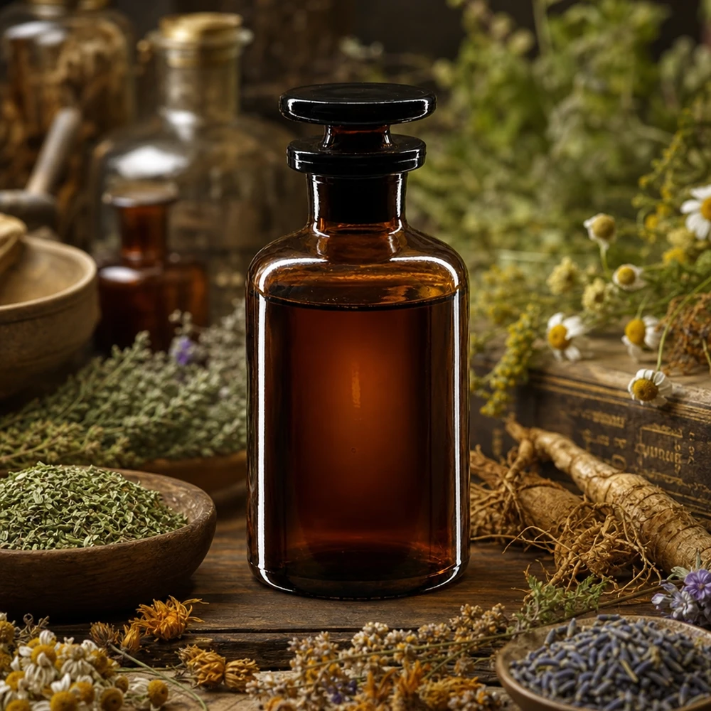 Rundschulterfl. 50ml braun Enghals Glasstopfen Antike Aufbewahrungsflasche 50ml Braunglas Enghals für homöopathische Präparate Kräuter