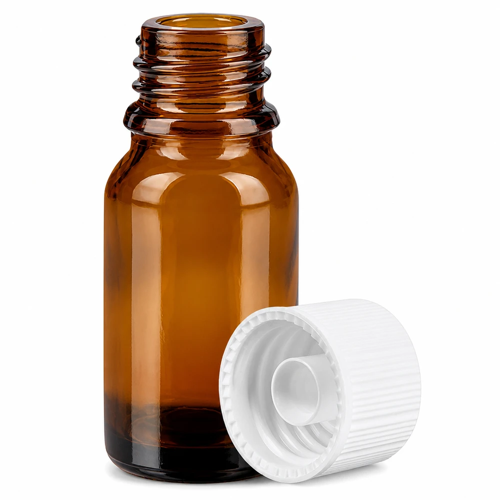 Hochwertige 10ml Glasflasche in Braun mit weißem Deckel für professionelle Anwendungen