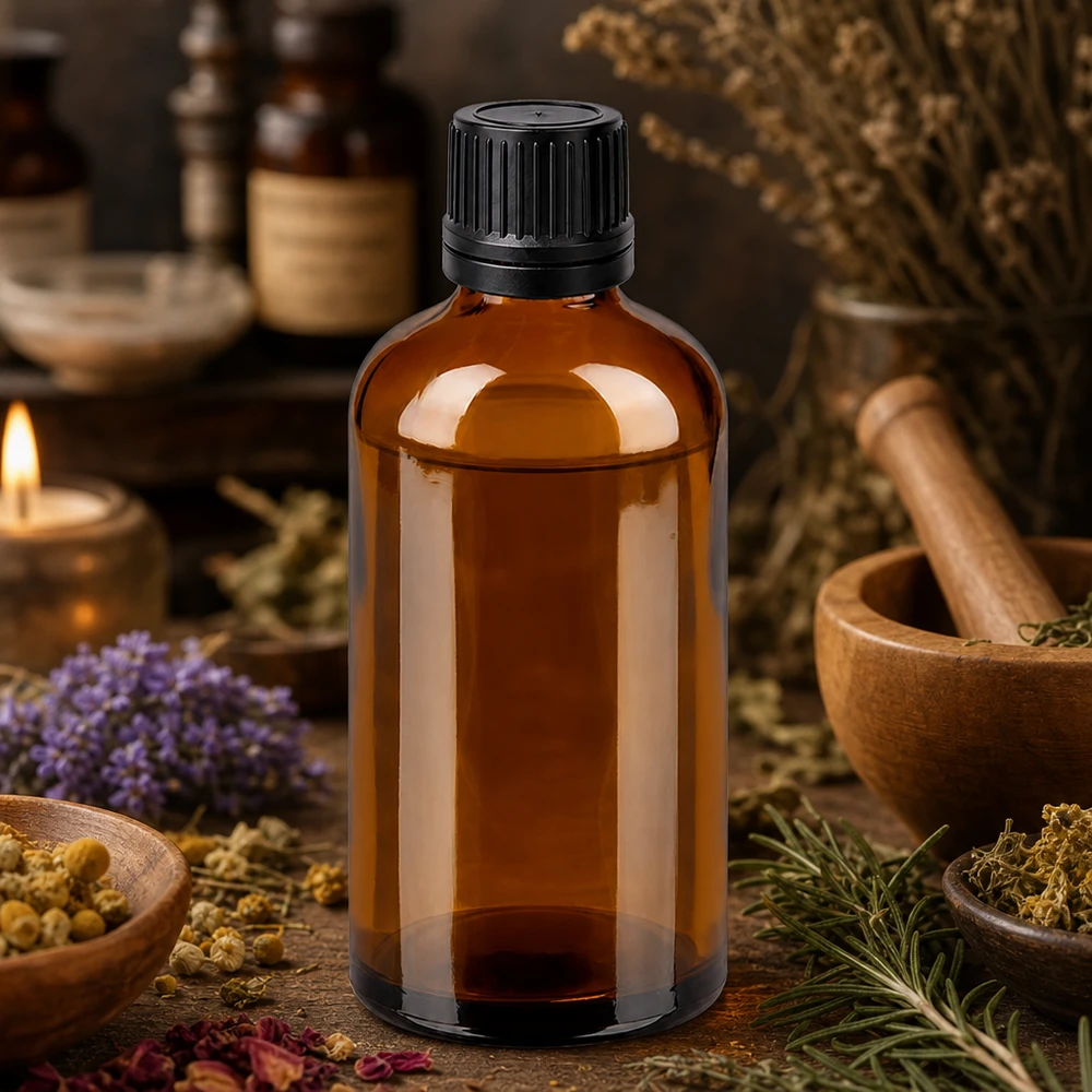 Umweltfreundliche 100ml Braunglasflasche mit wiederverwendbarem Tropfsystem für Naturprodukte