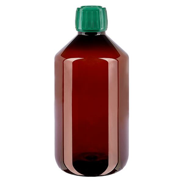 PET Flasche 500ml mit grünem Verschluss Originalitätsverschluss PET Flasche 500ml mit grünem Verschluss Originalitätsverschluss