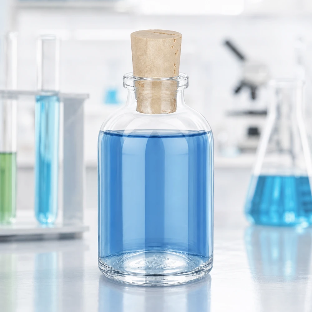Flasche Klarglas 50ml mit Korken 11/14mm Bauchige Vorratsflasche aus Klarglas 50ml mit konischem Naturkorken Laborausstattung