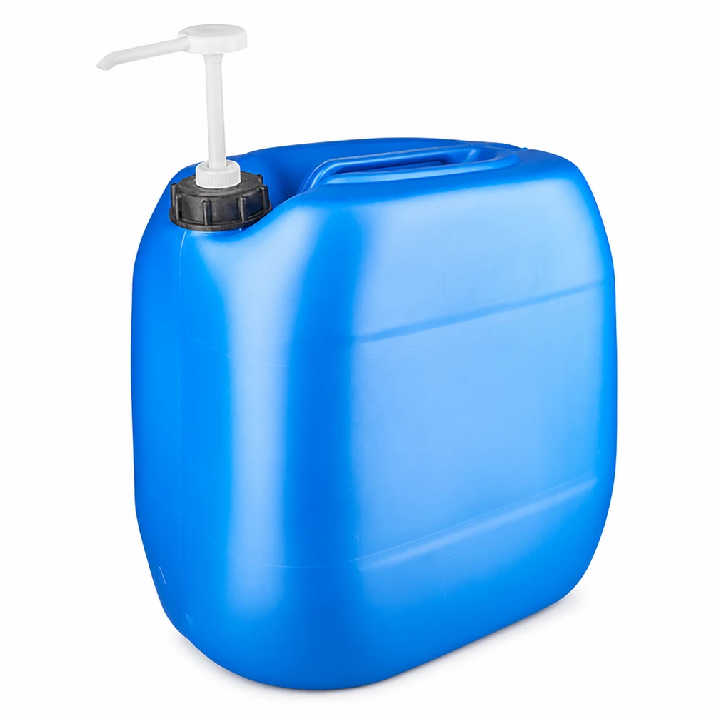 Kanister 30 Liter blau mit Dosierpumpe Robuster Kunststoffbehälter 30 Liter blau mit Pumpaufsatz für Reinigungsmittel und Chemikalien