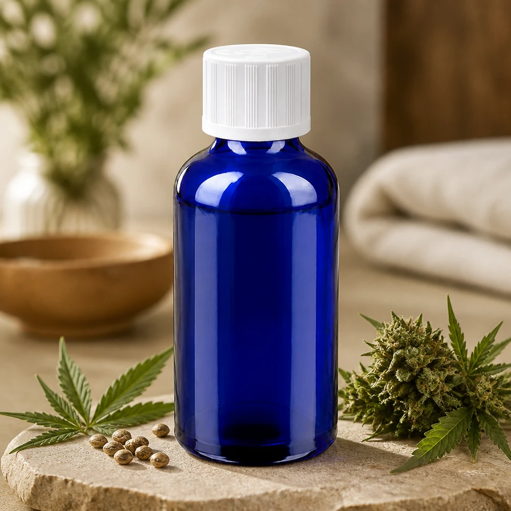 50ml Flasche 11mm Schraubverschluss weiß Standard Kindersicherung BlueLine UT18/50 Apotheken-Standard 50ml Glasflasche UT18/50 mit weißem Schraubdeckel für medizinische Zwecke