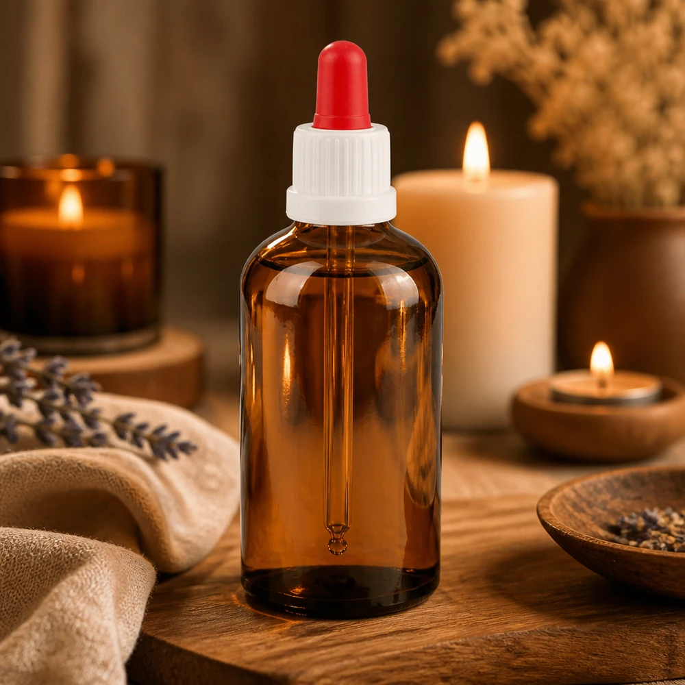 Laborqualität Braunglasflasche 100ml mit weißem Schraubverschluss für chemische Präparate