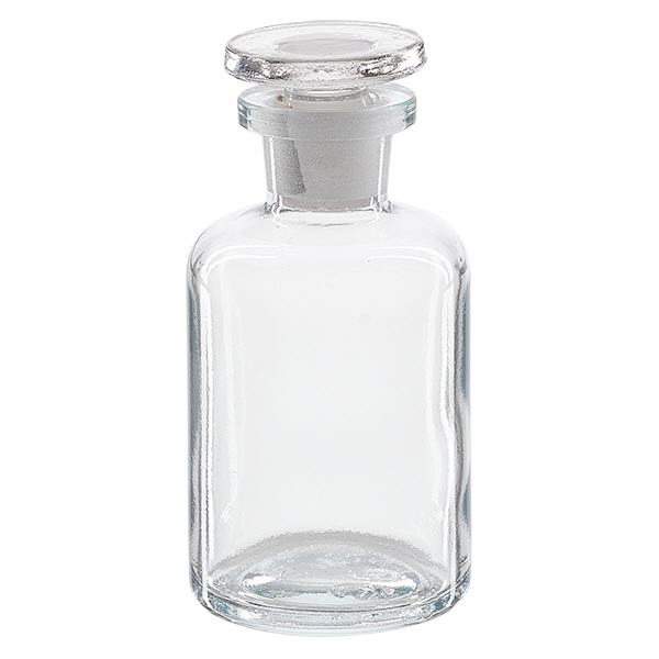 Rundschulterflasche 50ml klar Enghals Glasstopfen