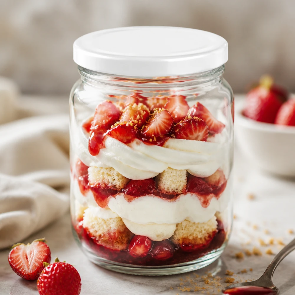212ml UNiTWIST Rundglas mit BasicSeal Deckel als Dessertglas für Erdbeertrifle Schichtdessert Tiramisu Nachtisch