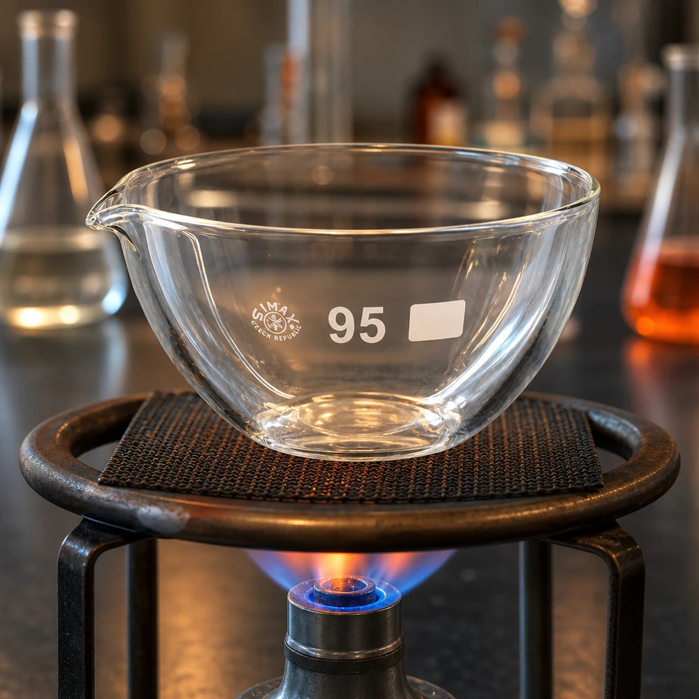 170ml Abdampfschale mit Ausguss Borosilikat ø95mm Präzise Abdampfschale aus Borosilikat 95mm mit Ausguss für quantitative Analysen