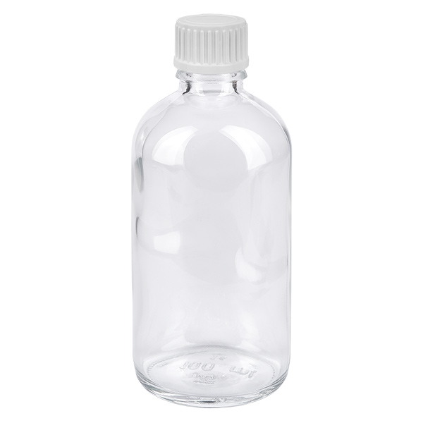 100ml Globuliflasche 3mm Giessring weiß Standardverschluss ClearLine UT18/1