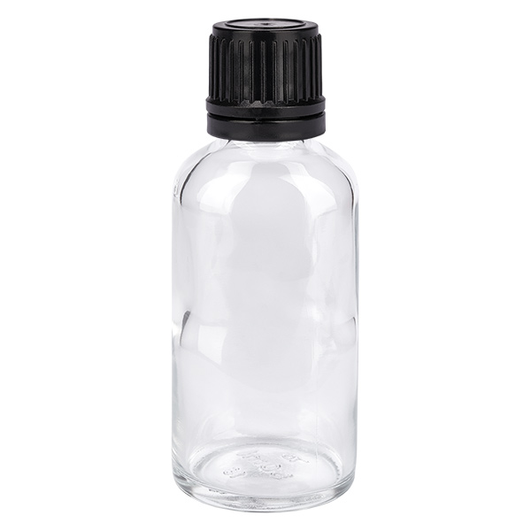 50ml Globuliflasche 3mm Giessring schwarz Standardverschluss ClearLine UT18/50
