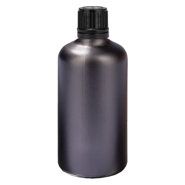 100ml Globuliflasche 8mm Giessring schwarz Originalitätsverschluss BlackL. UT18/10