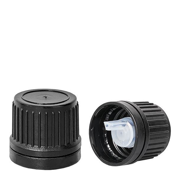 TropfVerschluss 1mm Top schwarz 18mm mit Originalitätsverschluss TropfVerschluss 1mm Top schwarz 18mm mit Originalitätsverschluss