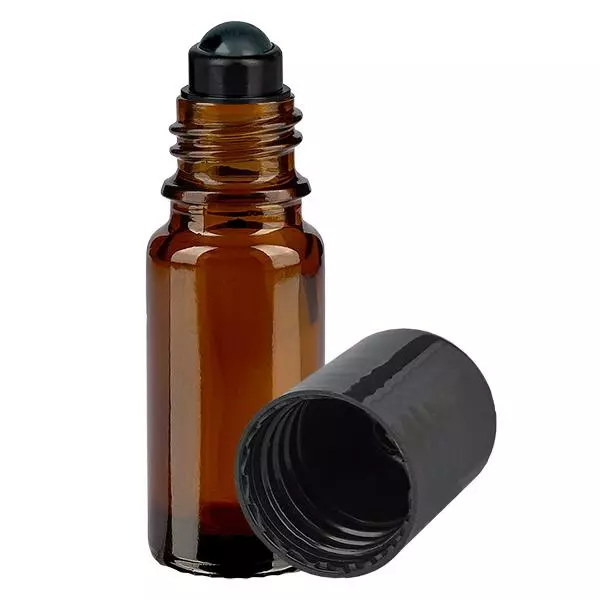 Apothekenflasche braun 10ml Roll-On Verschluss schwarz