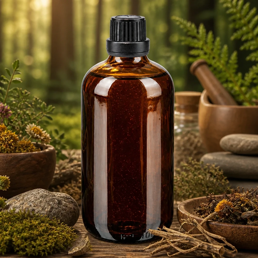 Apothekenflasche braun 100ml Tropfverschluss Premium 2mm schwarz Originalitätsverschluss Braune Apothekertropfflasche 100ml aus UV-schützendem Glas für pflanzliche Extrakte und Tinkturen