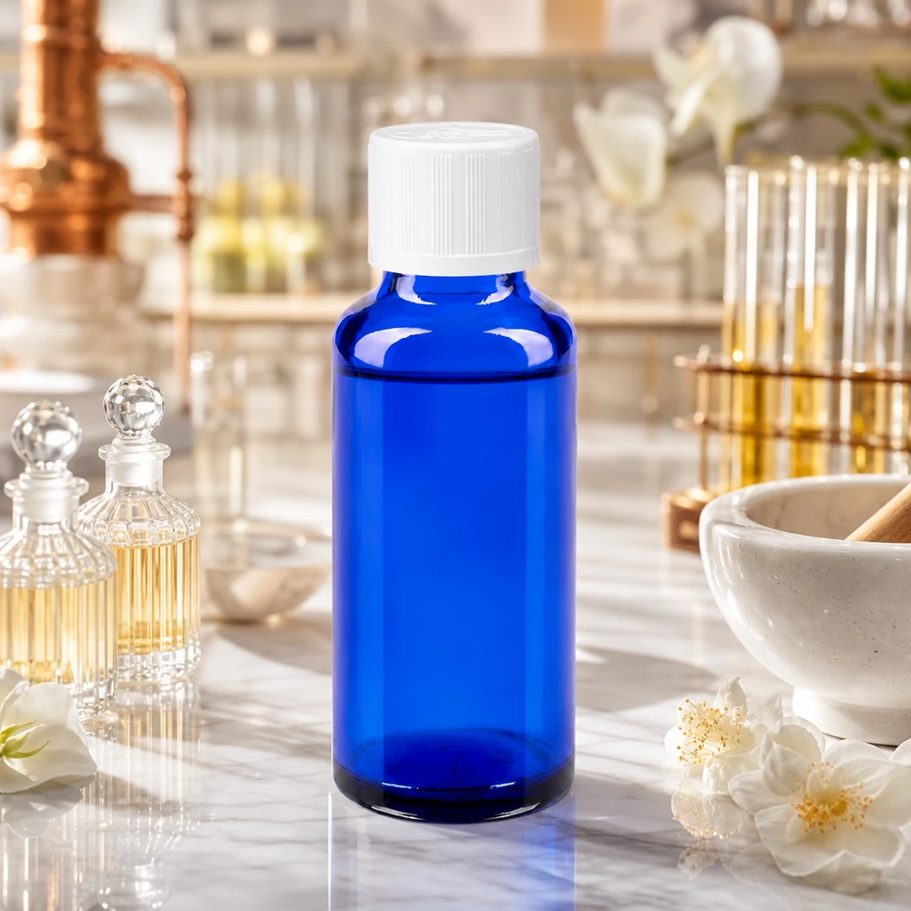 Apothekerflasche Blauglas 30ml mit 1,2mm Tropfeinsatz für Aromatherapie und Naturkosmetik