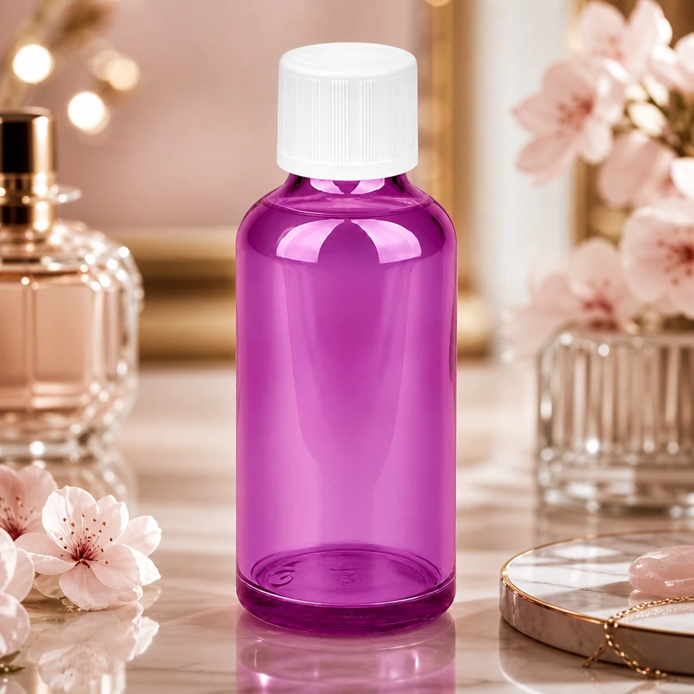 50ml Tropfflasche 1.2mm weiß Standard Kindersicher PurpleLine.UT18/50 Violette Kunststoffflasche 50ml mit weißem Tropfverschluss für sichere Aufbewahrung