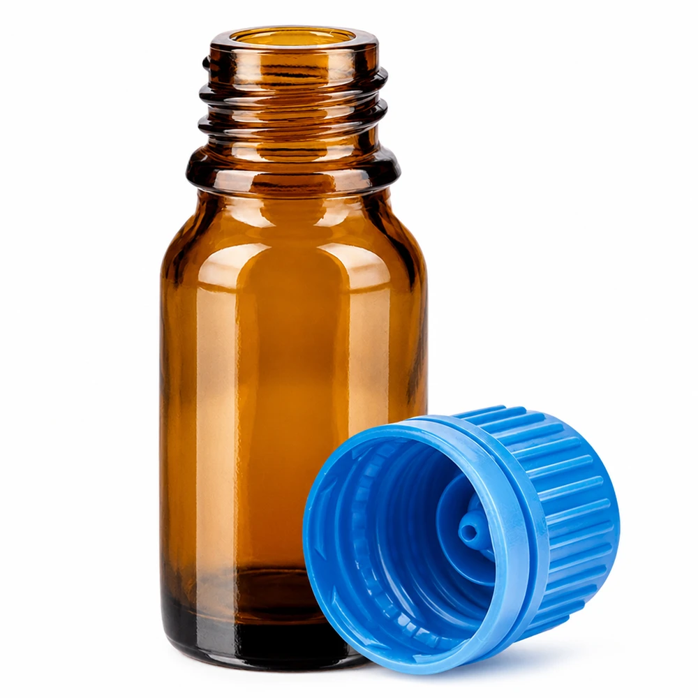 10ml braune Glasflasche BrownLine Serie mit blauem Verschluss für professionelle Anwendung