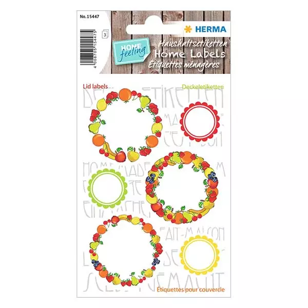 Deckeletiketten "Obst" (18 Aufkleber) ø24/43mm Deckeletiketten "Obst" (18 Aufkleber) ø24/43mm