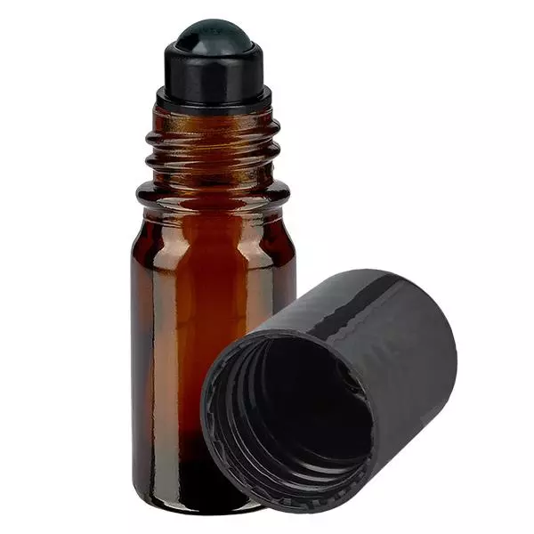 Apothekenflasche braun 5ml Roll-On Verschluss schwarz